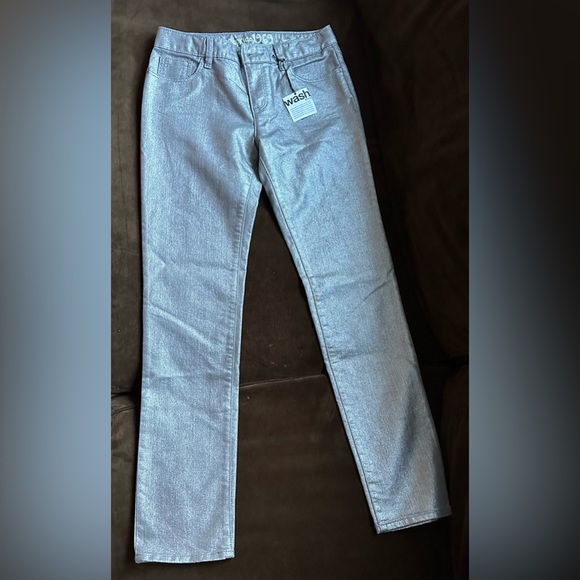 Gap Kids Silver Shimmer Straight Leg Pants SZ 14 Like New Need To Wash P… - Picture 2 of 11